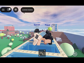 Getting spittoasted by two big dick robloxians
