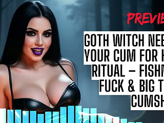 Goth Witch Needs Your Cum For Her Ritual &ndash_ Fishnet Fuck &amp_ Big Tits Cumshot ASMR HFO JOI Erotic Audio 4 Men