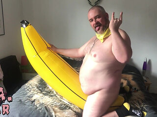 Fat Pig Inflatable Banana Wank & Cum