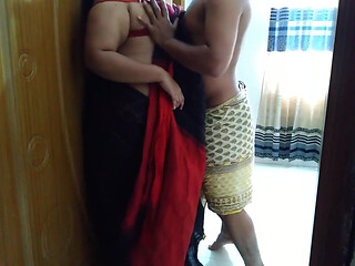 Asian Hot Saree 35-year-old BBW Woman Tied Her Hands to the Door and Fucked by Neighbor