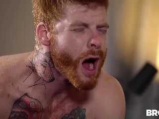 Ginger with tattoos gets a creampie ending today
