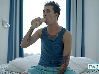 Tattooed Noah A gets thoroughly stuffed and drenched in thick cum