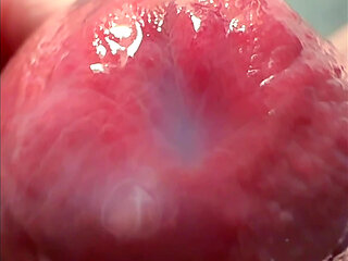 Macro Cum Shot. Ultra Close-up Ejaculation