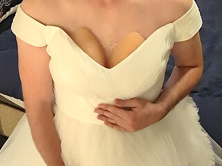 Custom-made Romanian wedding dress enjoyed in the bedroom