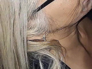Husband Took Slutty Wife in Porn Cinema. and the Males Left Her with Her Face and Mouth Well Smeared with Cum