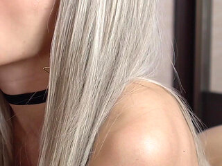 Hot Blonde in Glasses Happily Sucks Big Cock and Swallows Cum