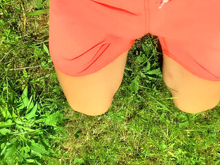 Twink Pissed in Swim Trunks Outdoor