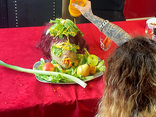 Humiliating the Slave at the Dining Table - Slaves Head on a Platter (221)