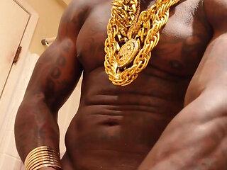 Jeremiah Stroking His Big Black Hairy Cock Cumming Watching You