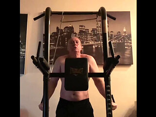 Fit Old Man Masturbating After Workout