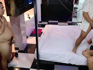 Threesome with Two Mexican Men and a Latina MILF Fucked in Front of Her Husband