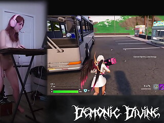 Gamer Gooner Girl Plays Fortnite with Fuck Machine Part 1