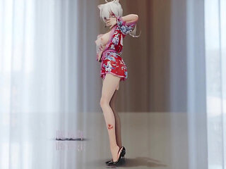 Chocolate Cream Cheongsam Black Stockings Red-soled High Heels