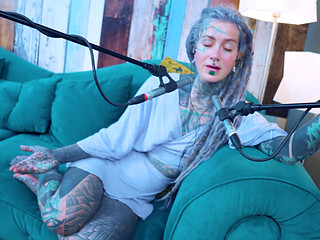 I talk about O - Overcome - ASMR podcast SFW talking goth skinny girl dreadlocks tattoo model inked girl