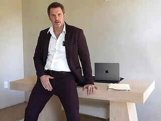 Office Boss Solo Tommy Wood Jerking his Cock Huge Cumshot