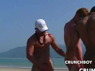 two sexy latino boys fucking bareback in the public beach for fun exhib