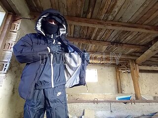 Solo action in a Nike tracksuit at an abandoned spot