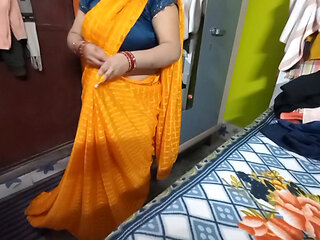 New young girl wearing a saree.