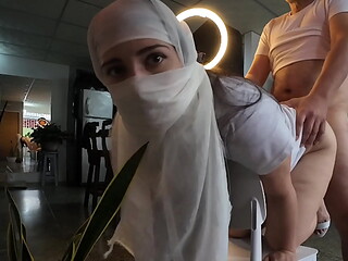 Religious Muslim gets cum in her ass after hard fucking - Hijab Hookup