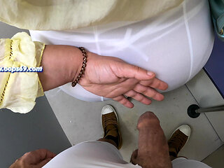 Stranger Horny MILF Touch My Dick in Subway - Cock Rubbing Handjob in Train