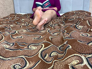 Reading a Book with Legs Spread in White Panties, Especially for Fetishists