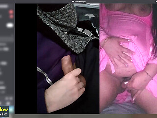 Video call with good girl on discord turns into esex with small titty woman using her dildo and moaning while i cum
