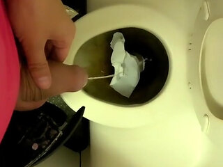 Teen Piss on the Airplane Toilet - Thick Soft Uncut Cock