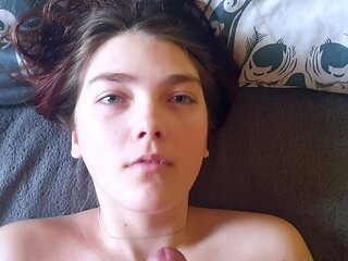 Cute amateur brunette gives pov blowjob and fuck