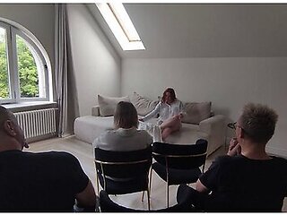 Swingers Party. Four People Masturbate In A First-come, First-served Competition