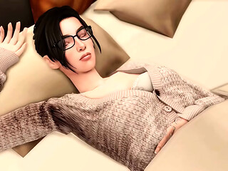 nerdy girl'_s horny christmas wish comes true double penetration