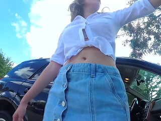 Skye Blue - Pantyless Outdoor Up the Skirt HD