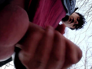 Twink Big Balls Close up and Cumshot Outdoors