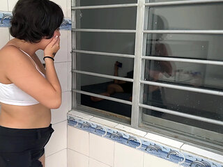 My Sexy Horny Stepsister Sees Me Masturbating in My Room and Gets Very Horny Until She Ends up Coming in to Fuck Her.