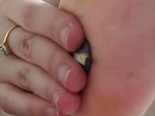 Giantess Stepmom Puts Tiny Stepson Between Her Toes as Punishment Then Glues Him to the Soles of Her Feet and Cleans His Toes