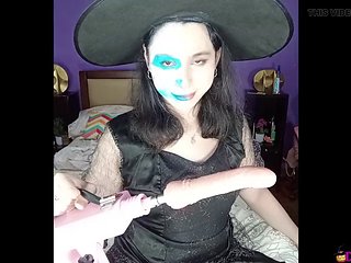 Crazy witch DaniTheCutie fucks herself on Halloween night