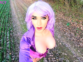 Horny Sissy Malvina Got Lost in the Forest with Huge Chubby Dildo