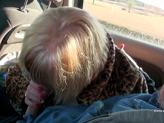 Two Matures Give a Guy a Blowjob in the Back of a Car