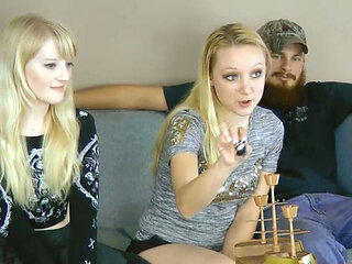 Blonde Teens Krystal & Anneliese in Hot Strip Game - Pirate Showdown & Pussy Eating