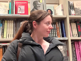Shopping for Books with My Vibrator in! Hopefully I Don't Cum Too Loud!