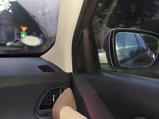 Stepmom in Nylon Stockings and High Heels Seduces Her Stepson in the Car