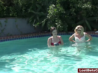 The Strip Pool Football game intensifies, laughter mingling