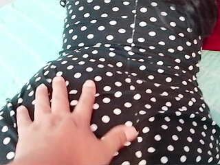 Stepmom asks me for a back massage, but my hand goes down and I fuck her hard and fill her pussy with cum - creampie