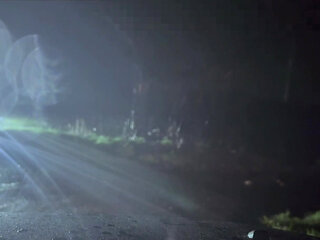 Bottomless when cars pass then naked hiding behind a tree