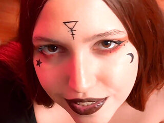 Hot Redhead Witch in Shiny Pantyhose Traps You and Obliges to Creampie Her Pussy