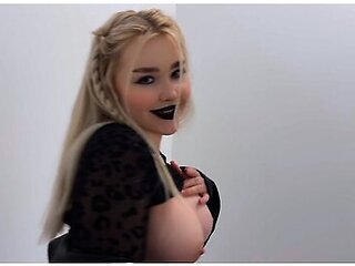 Petite Blonde In Goth Girl Teases With Her Pussy In The Entryway! Shes Asking For Anal!