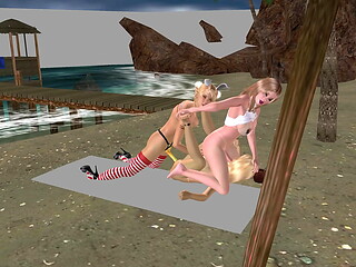 3D Shemale Threesome Part 3: Throbbing Futanari Dominates Two Curvy Girls in Intense Animated Hentai Pussy Licking &amp_ Hardcore Fuck
