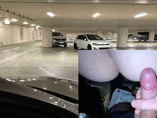 Risky Car Sex in Public Parking Lot - German Amateur Blonde Gets Fucked After Handjob