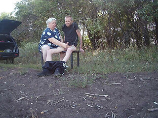 Mother-in-law in a Park Jerks off My Dick Until I Cum