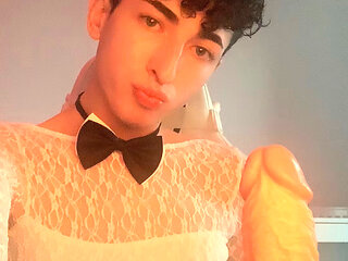 POV: teen playboy bunny femboy is sucking u off and acting like a total slut