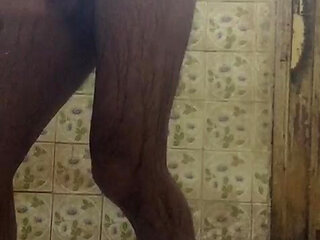 Masturbation at bathroom and enjoying handjob